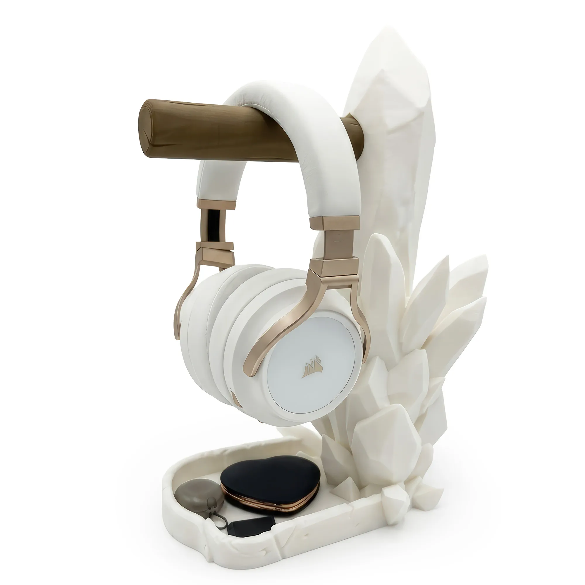 Crystal Headphone Stand - Porta Cuffie, Design Crystal, Vassoio Integrato - immagine 3