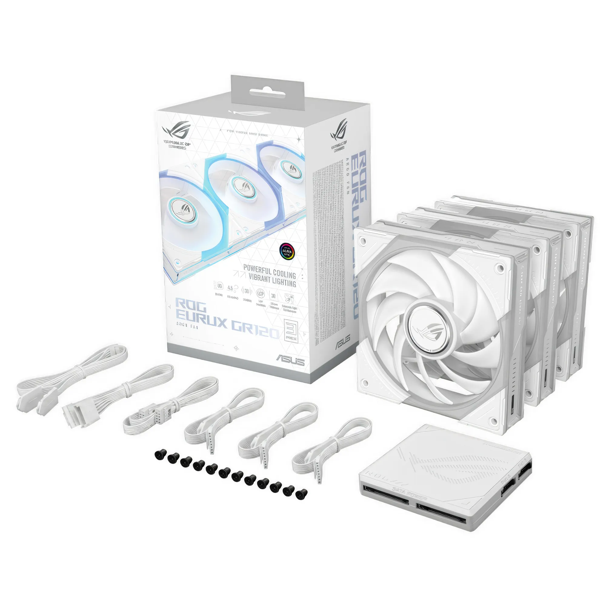 Asus ROG Eurux GR120 ARGB Fan White Edition - Triple Pack (con Hub) - immagine 7