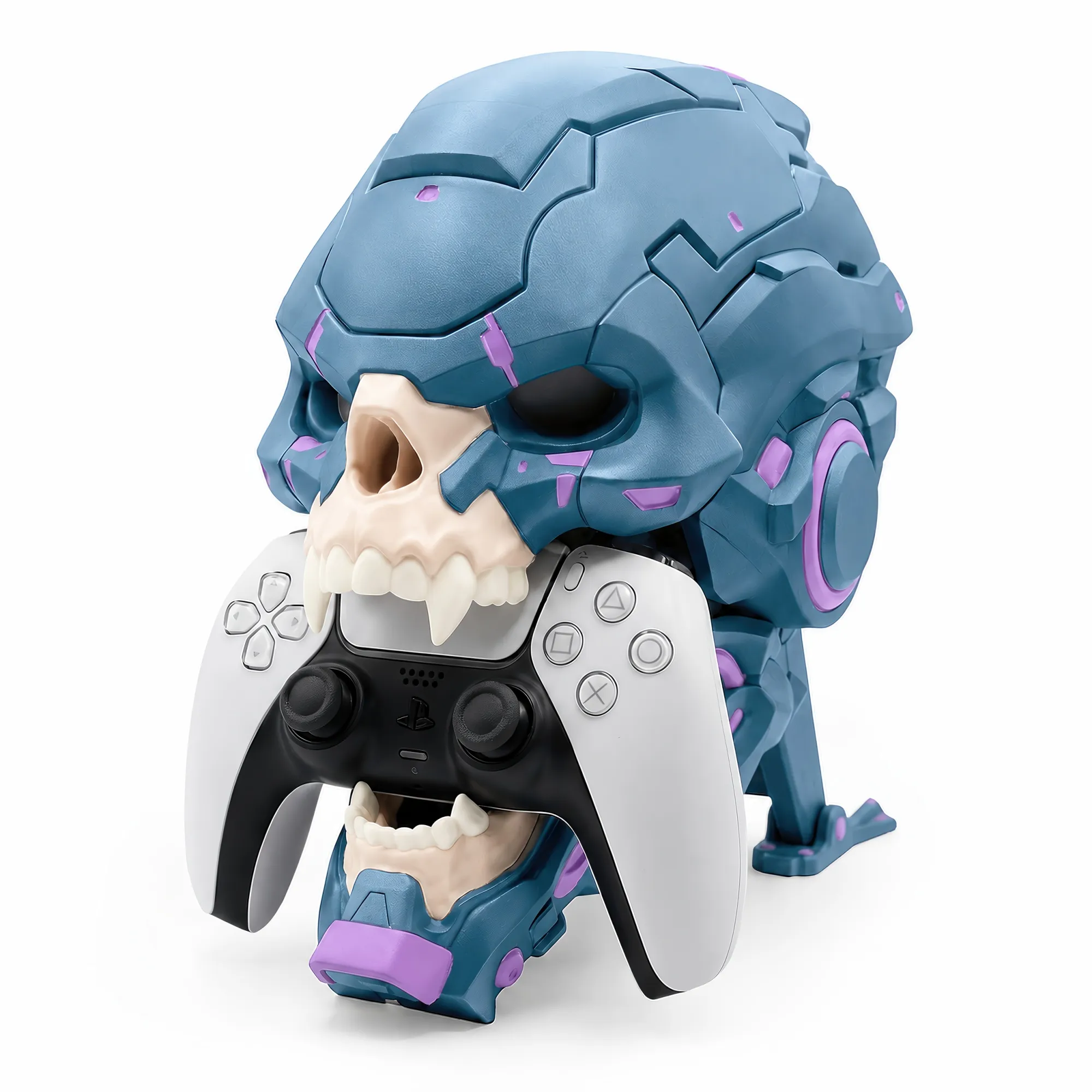 CyberSkull Apex - Stand Controller Cyberpunk con Gestione Cavi - Metallic Blue - immagine 2