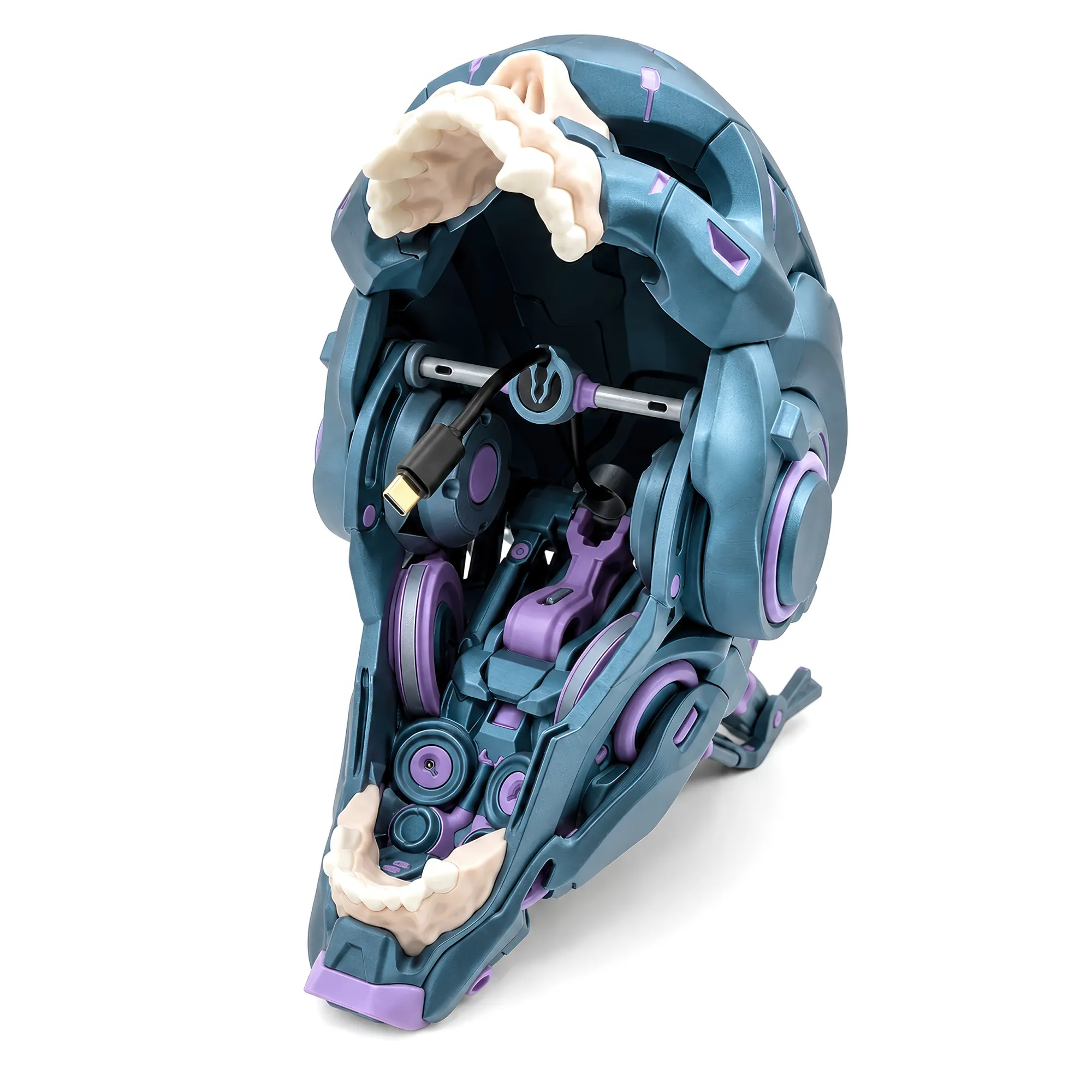 CyberSkull Apex - Stand Controller Cyberpunk con Gestione Cavi - Metallic Blue - immagine 4
