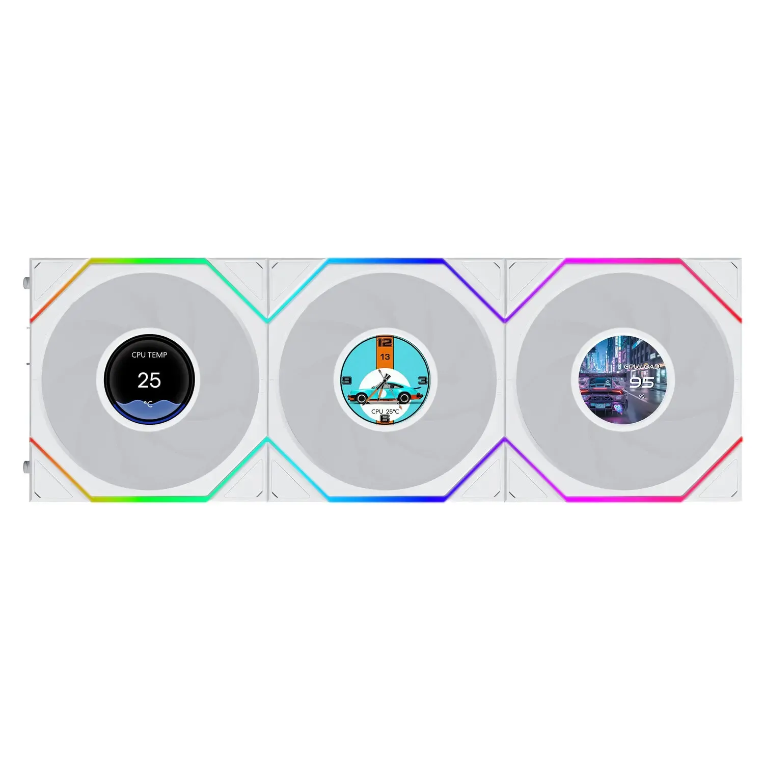 Lian Li UNI FAN TL LCD FLEX Wireless 120mm ARGB - Kit 3 Ventole con Controller - Bianco - immagine 2