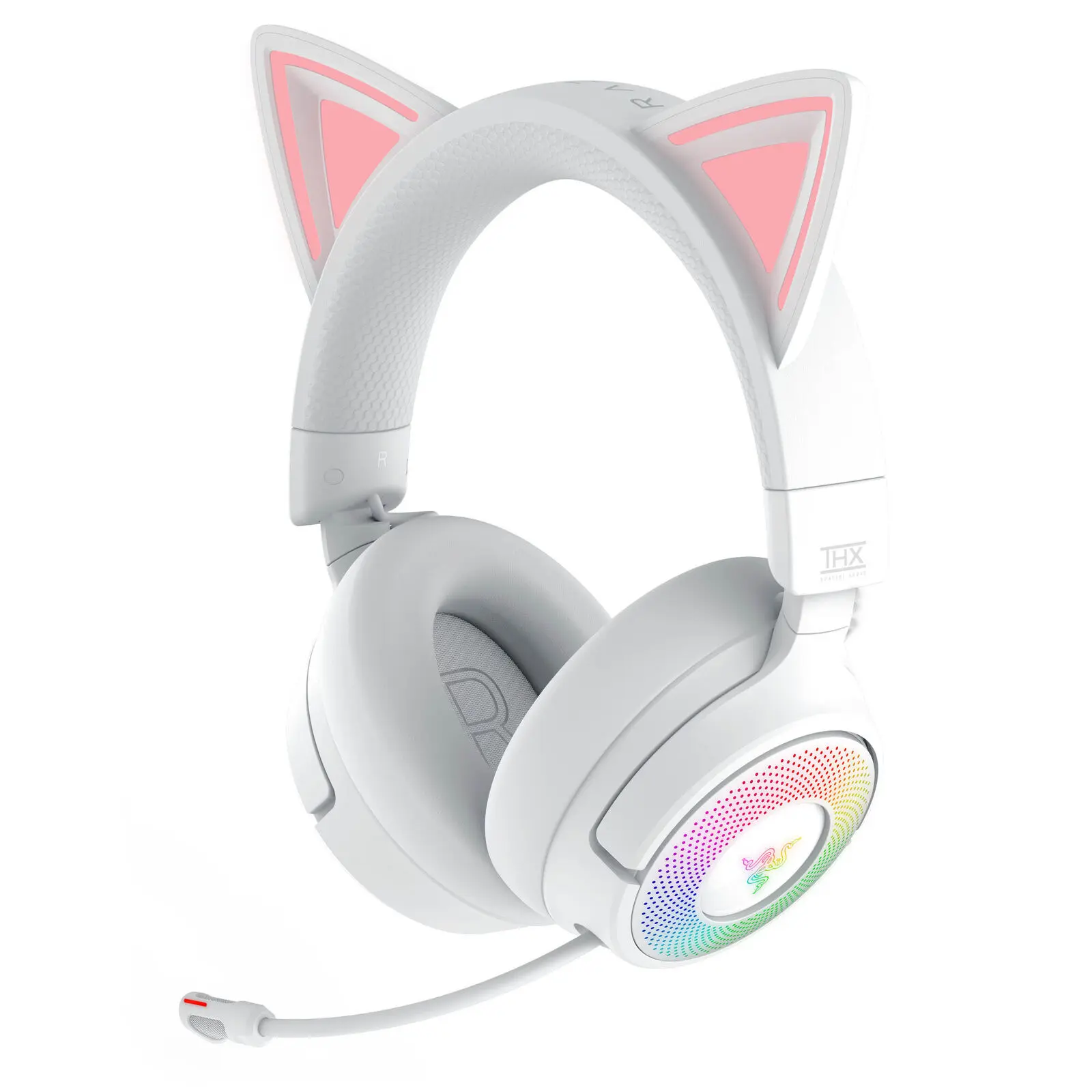 Razer Kraken Kitty V3 Pro - Cuffie Gaming Wireless con Tripla Connettività, Driver TriForce Titanium 40mm, Chroma RGB e THX Spatial Audio - Bianco