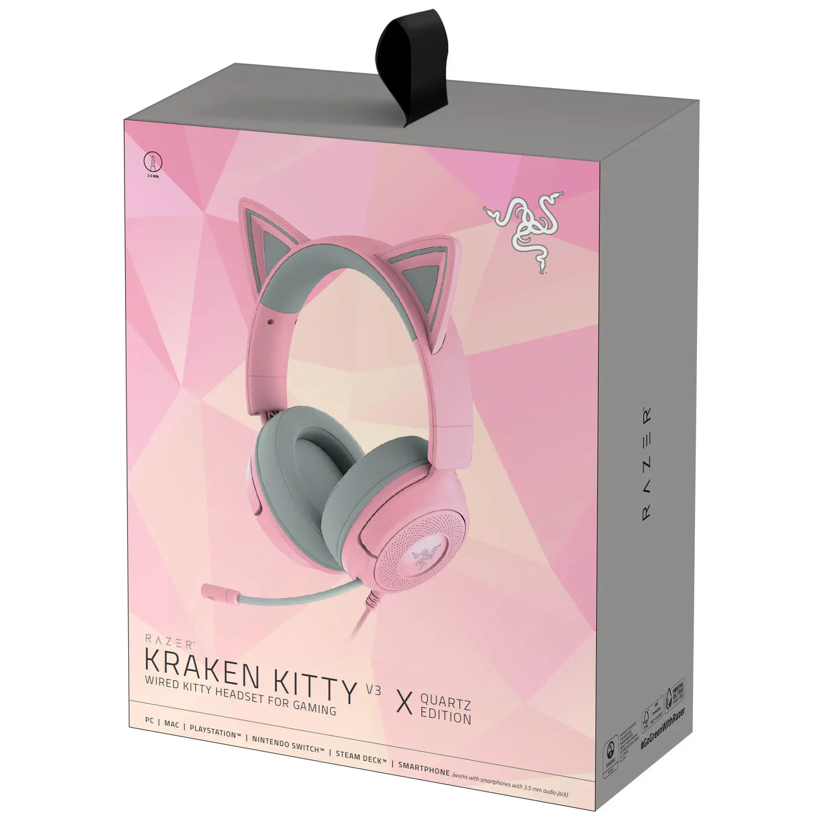 Razer Kraken Kitty V3 X - Cuffie Gaming 3.5mm con Surround 7.1, Driver TriForce 40mm e Microfono - Quartz - immagine 6