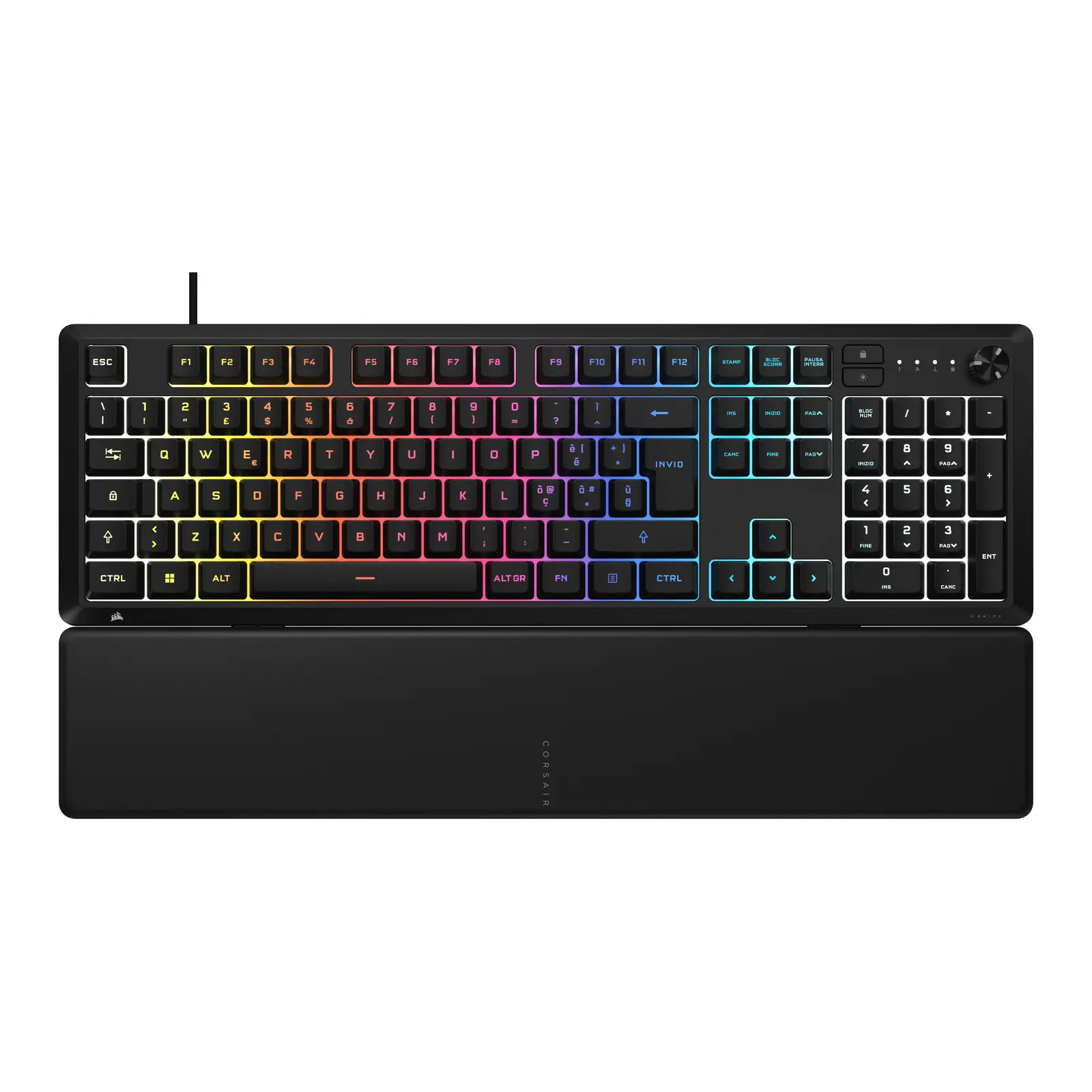 Corsair SKIFF 100 Tastiera Gaming RGB 10 Zone, Membrana, IP53 - Layout ITA