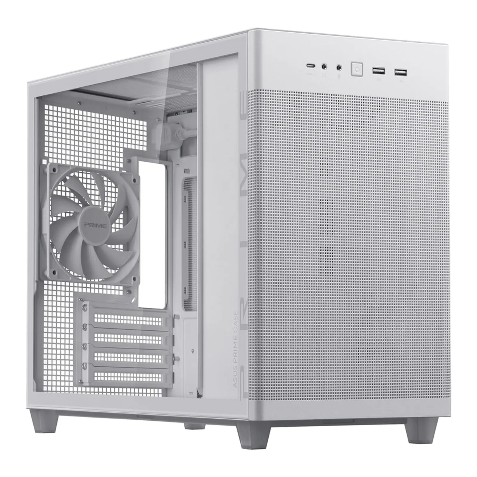 Asus Prime AP201 TG, Micro-ATX, Vetro Temperato - Bianco