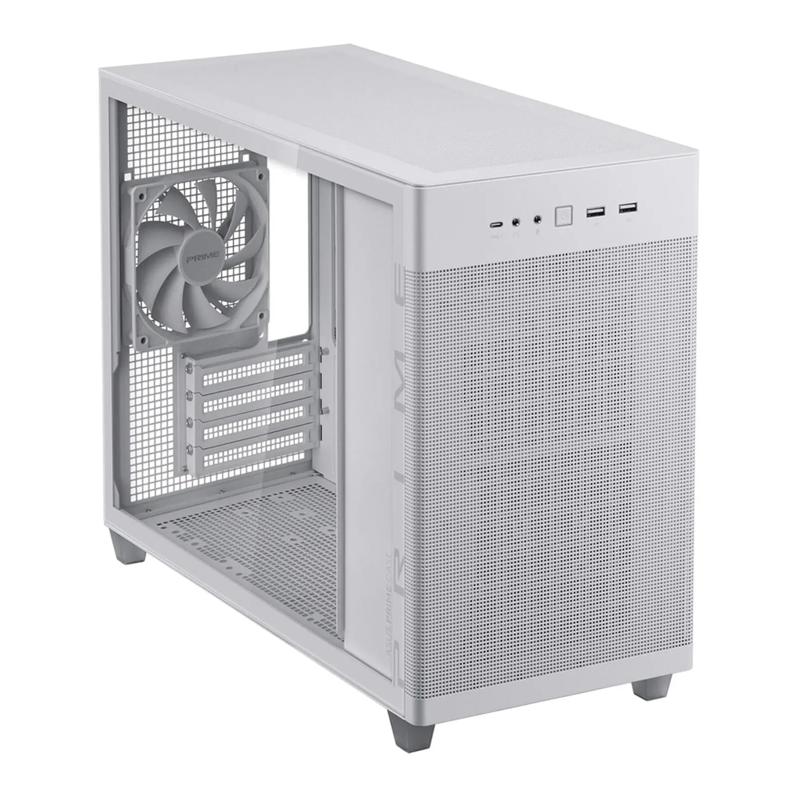 Asus Prime AP201 TG, Micro-ATX, Vetro Temperato - Bianco - immagine 2