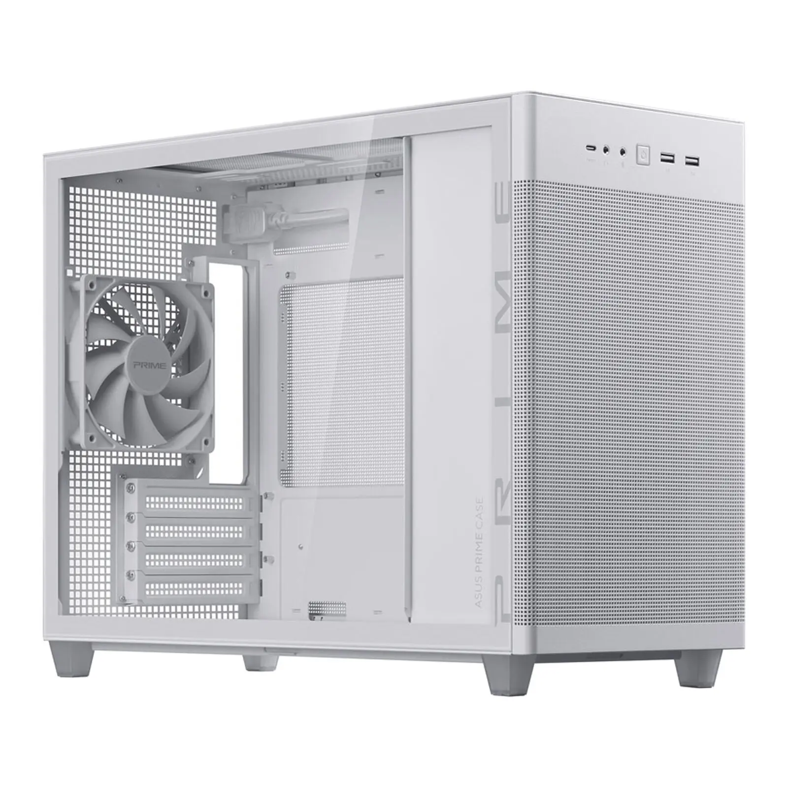 Asus Prime AP201 TG, Micro-ATX, Vetro Temperato - Bianco - immagine 5