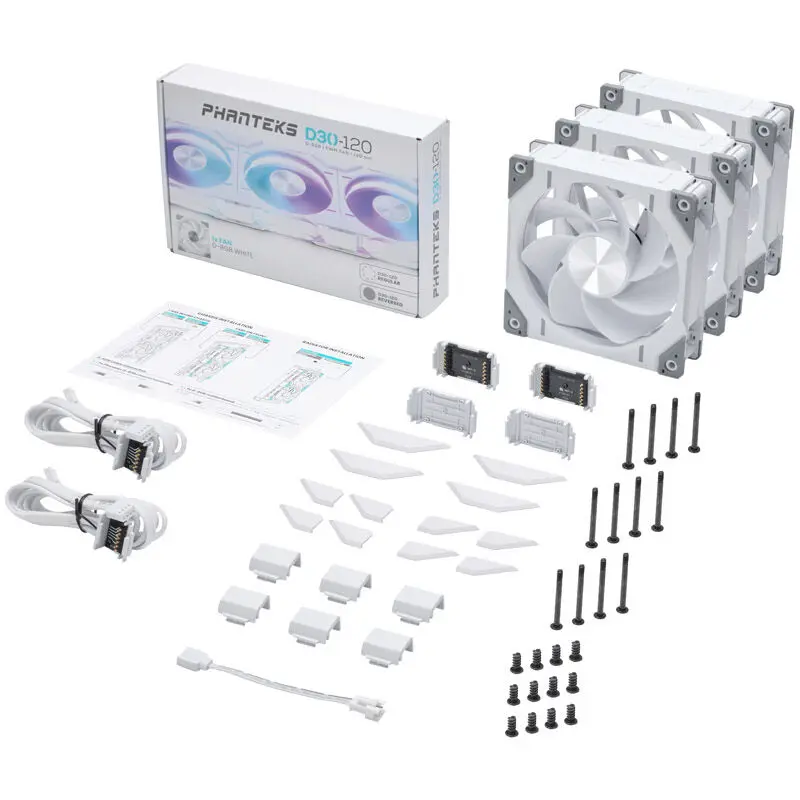 Phanteks D30 PWM Reverse Airflow D-RGB, 3 pcs, 120mm - Bianco - immagine 7