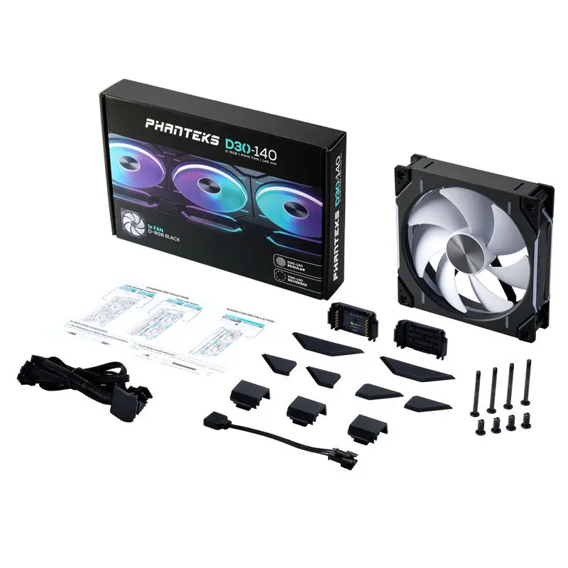 Phanteks D30 PWM Regular Airflow D-RGB, 140mm - Nero - immagine 7