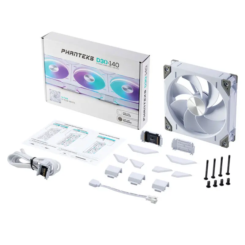 Phanteks D30 PWM Reverse Airflow D-RGB, 140mm - Bianco - immagine 7