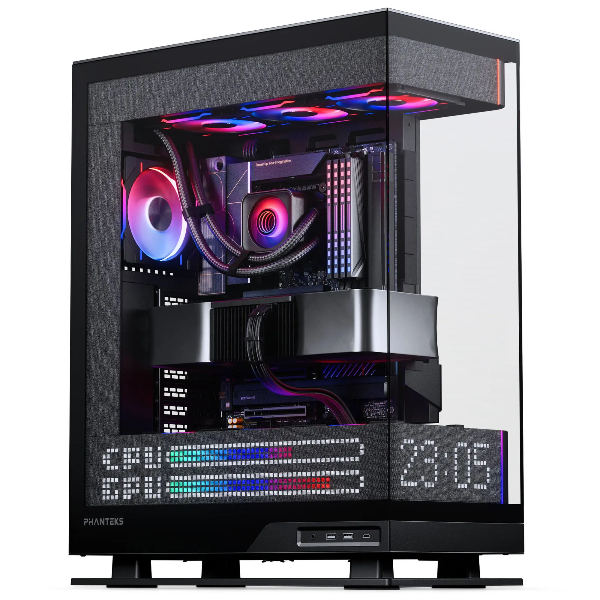 Phanteks Evolv X2 Matrix Midi-Tower E-ATX, Vetro Temperato, Matrix LED - Nero - immagine 3