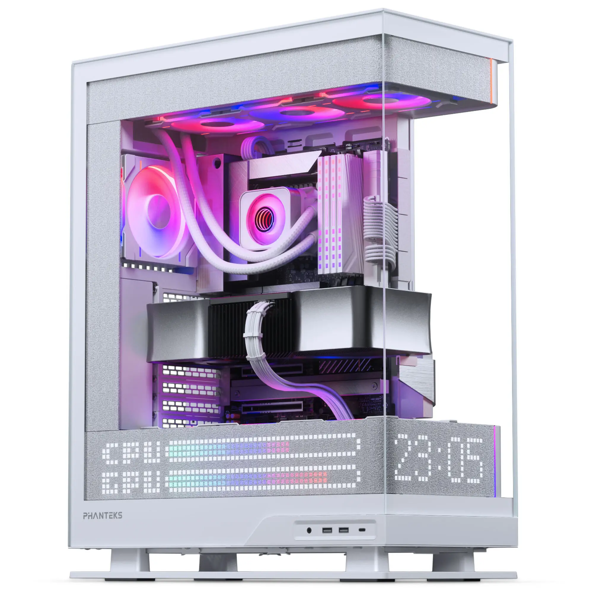 Phanteks Evolv X2 Matrix E-ATX Midi-Tower - Vetro Temperato, Matrix LED - Bianco - immagine 3