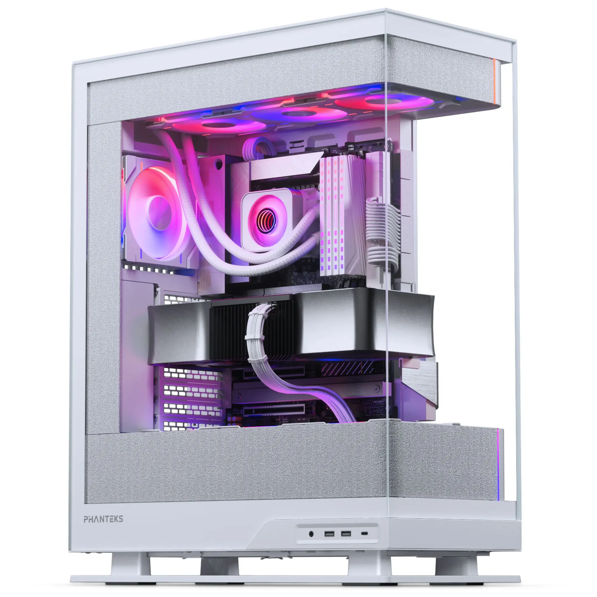 Phanteks Evolv X2 Matrix E-ATX Midi-Tower - Vetro Temperato, Matrix LED - Bianco - immagine 4