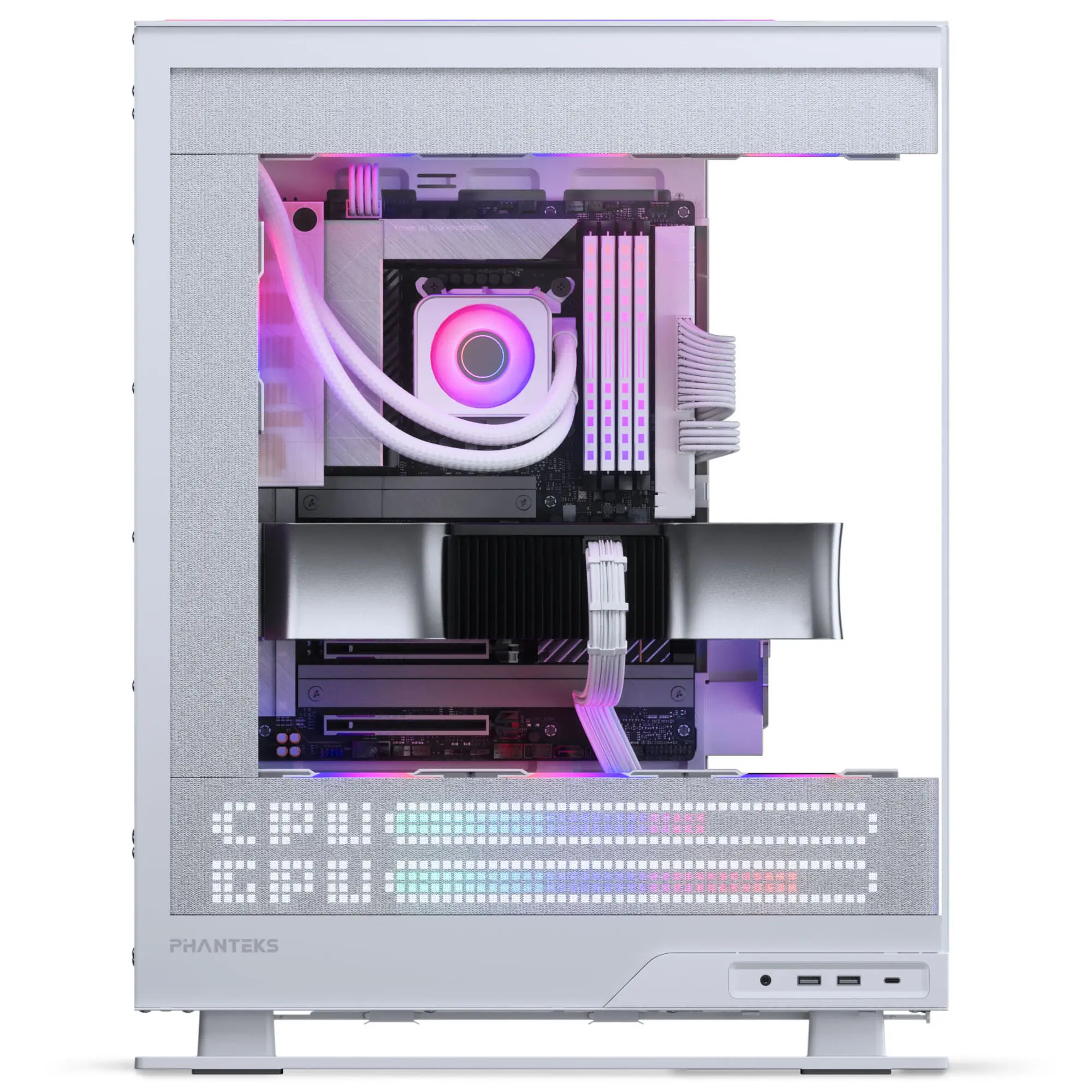 Phanteks Evolv X2 Matrix E-ATX Midi-Tower - Vetro Temperato, Matrix LED - Bianco - immagine 6