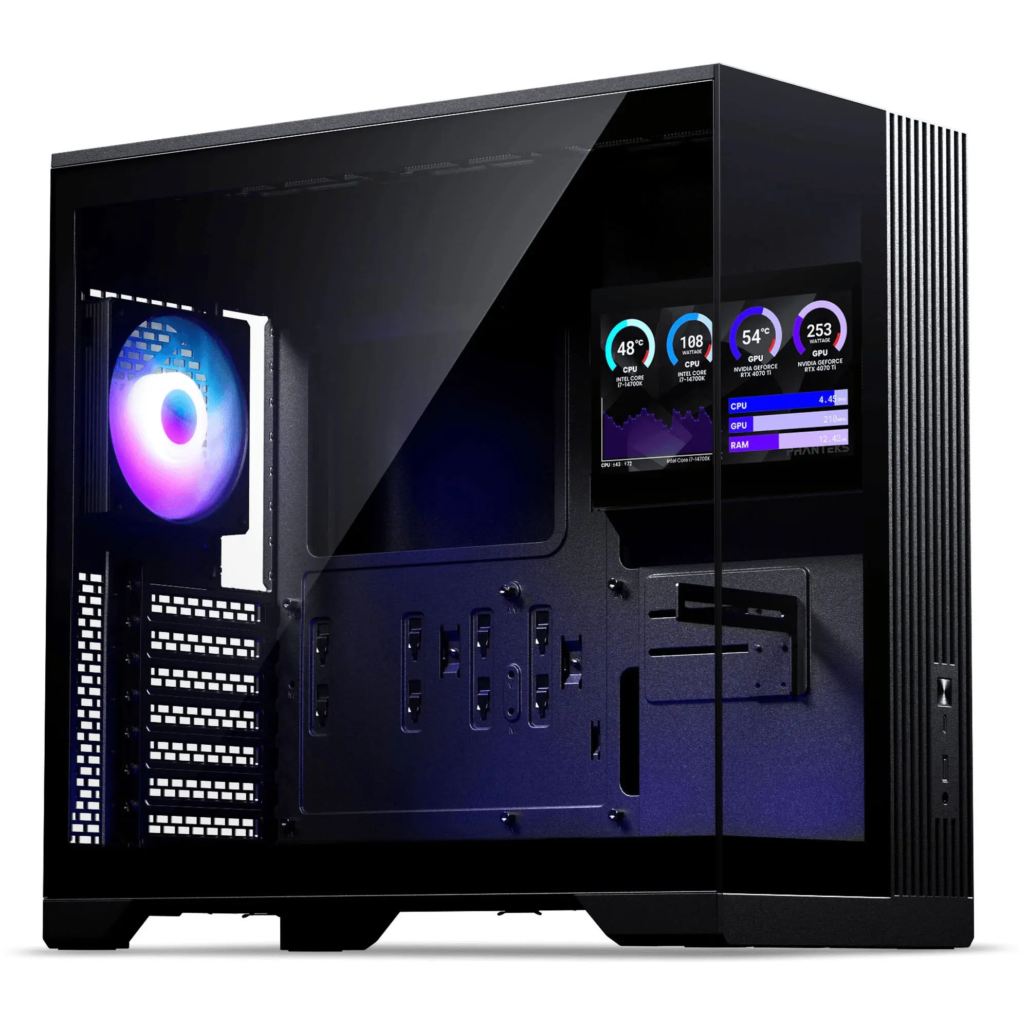 Phanteks XT V5 LCD Midi-Tower ATX - Vetro Temperato, Display 7" - Nero