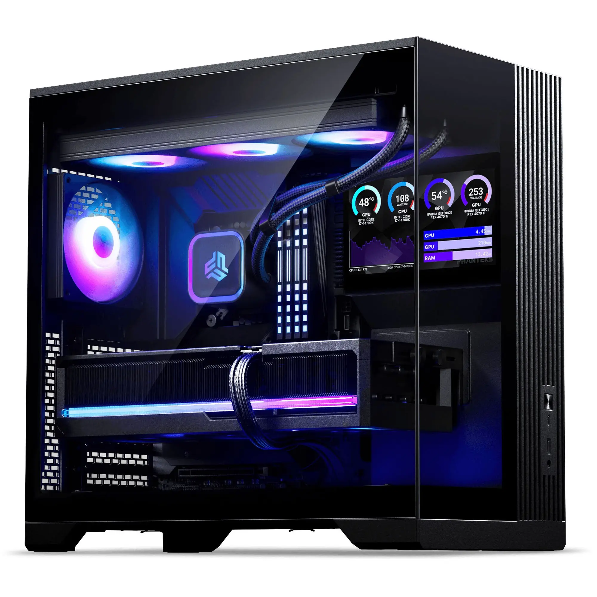 Phanteks XT V5 LCD Midi-Tower ATX - Vetro Temperato, Display 7" - Nero - immagine 2