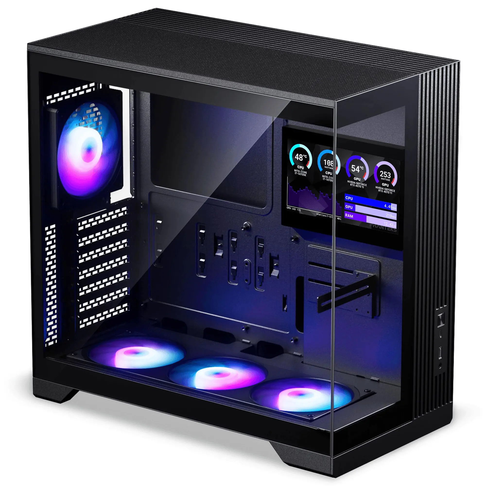 Phanteks XT V5 LCD Midi-Tower ATX - Vetro Temperato, Display 7" - Nero - immagine 3