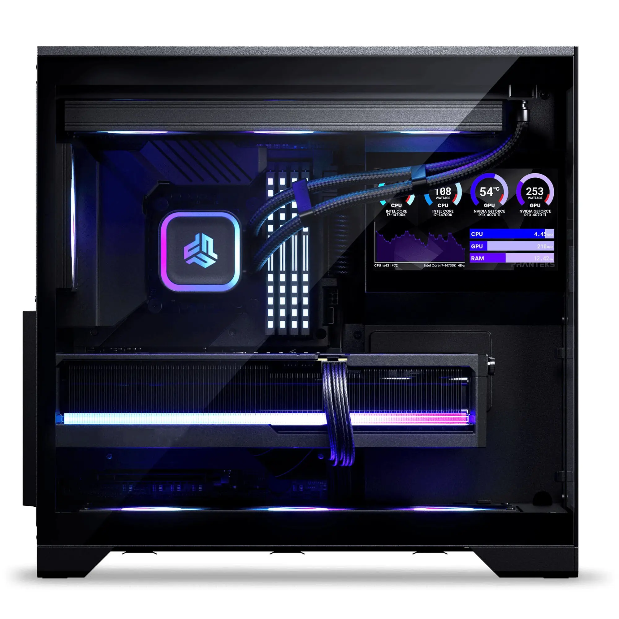 Phanteks XT V5 LCD Midi-Tower ATX - Vetro Temperato, Display 7" - Nero - immagine 5