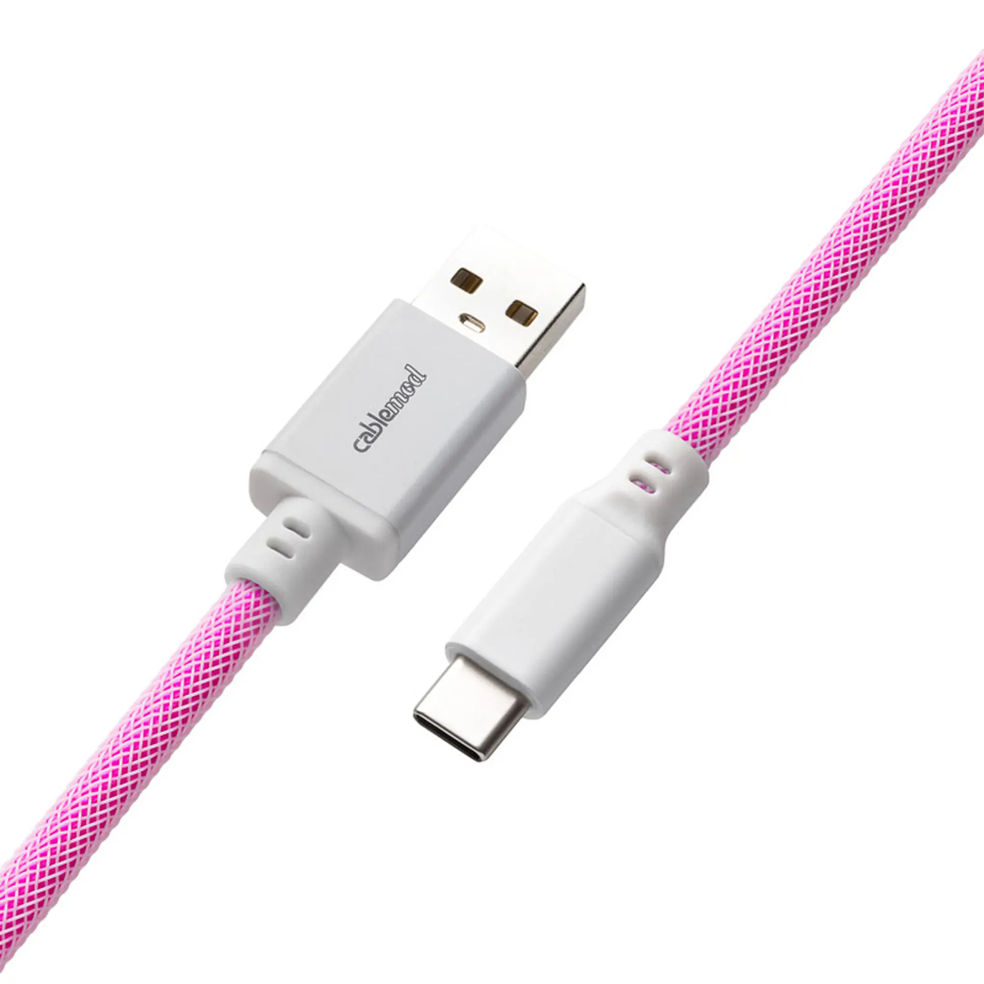 CableMod PRO Coiled Keyboard Cable USB-C a USB Type-A, Aviator-Plug 5-Pin - Strawberry Cream, 150cm - immagine 3