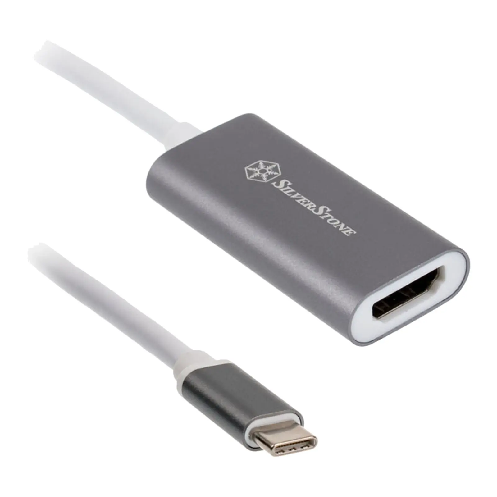SilverStone SST-EP07C-E - Adattatore USB 3.1 Type-C a HDMI 2.0b 4K 60Hz, 10cm - Grigio