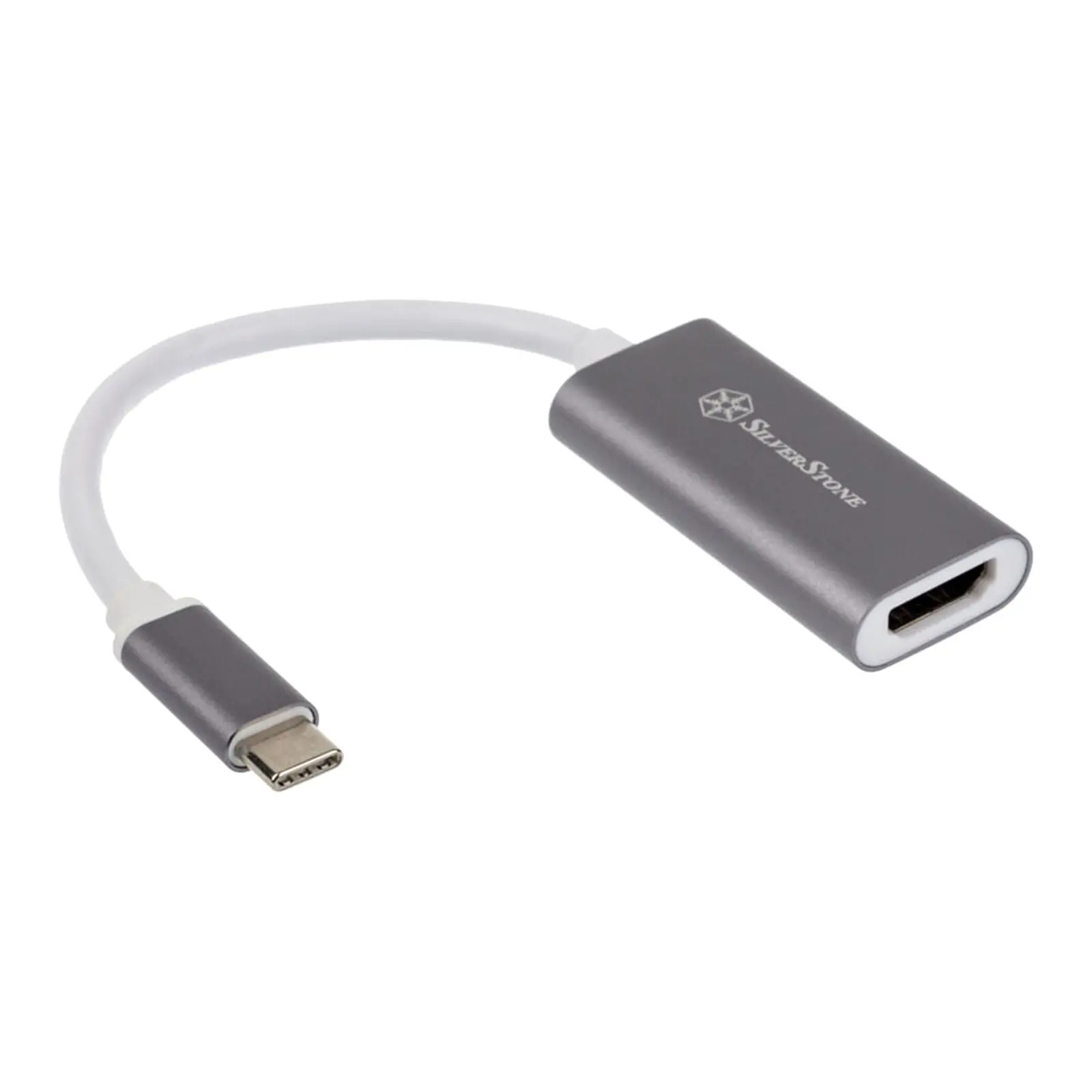 SilverStone SST-EP07C-E - Adattatore USB 3.1 Type-C a HDMI 2.0b 4K 60Hz, 10cm - Grigio - immagine 2