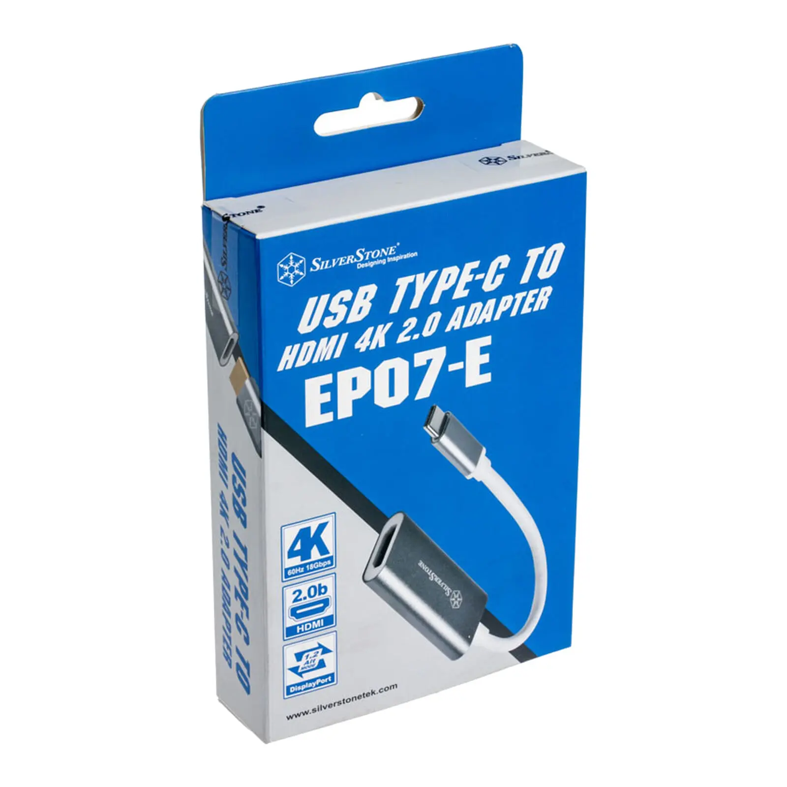 SilverStone SST-EP07C-E - Adattatore USB 3.1 Type-C a HDMI 2.0b 4K 60Hz, 10cm - Grigio - immagine 4