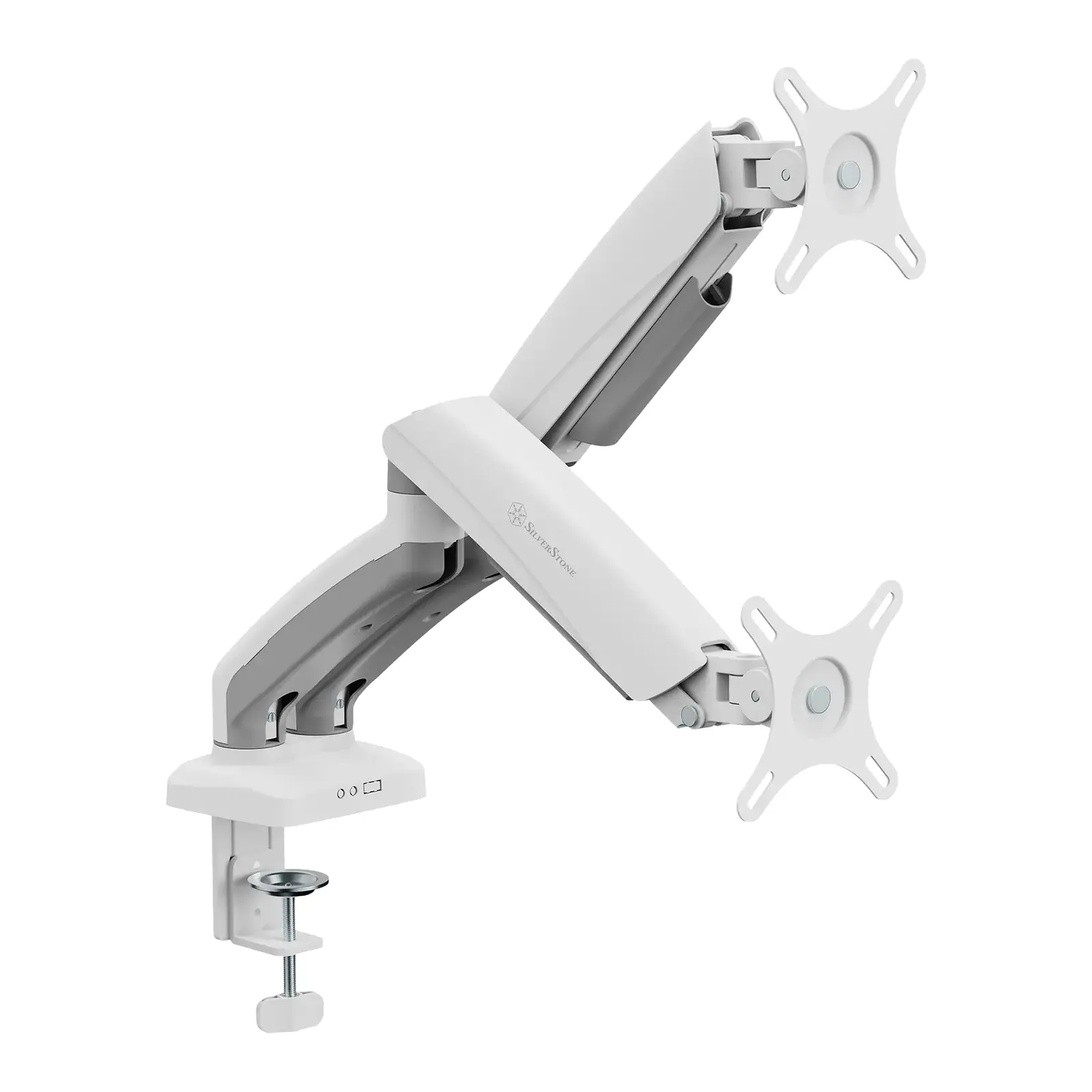 Silverstone SST-ARM26W Supporto Doppio Monitor LCD fino a 32 pollici, VESA 100x100 - Bianco