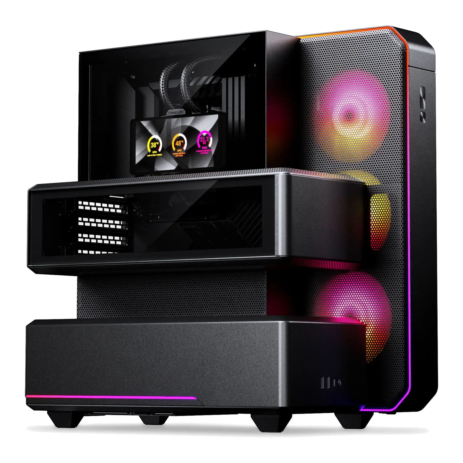 Phanteks EX5 MAX Midi-Tower ATX - Vetro Temperato, AIO 360mm, Display LCD 6" - Nero