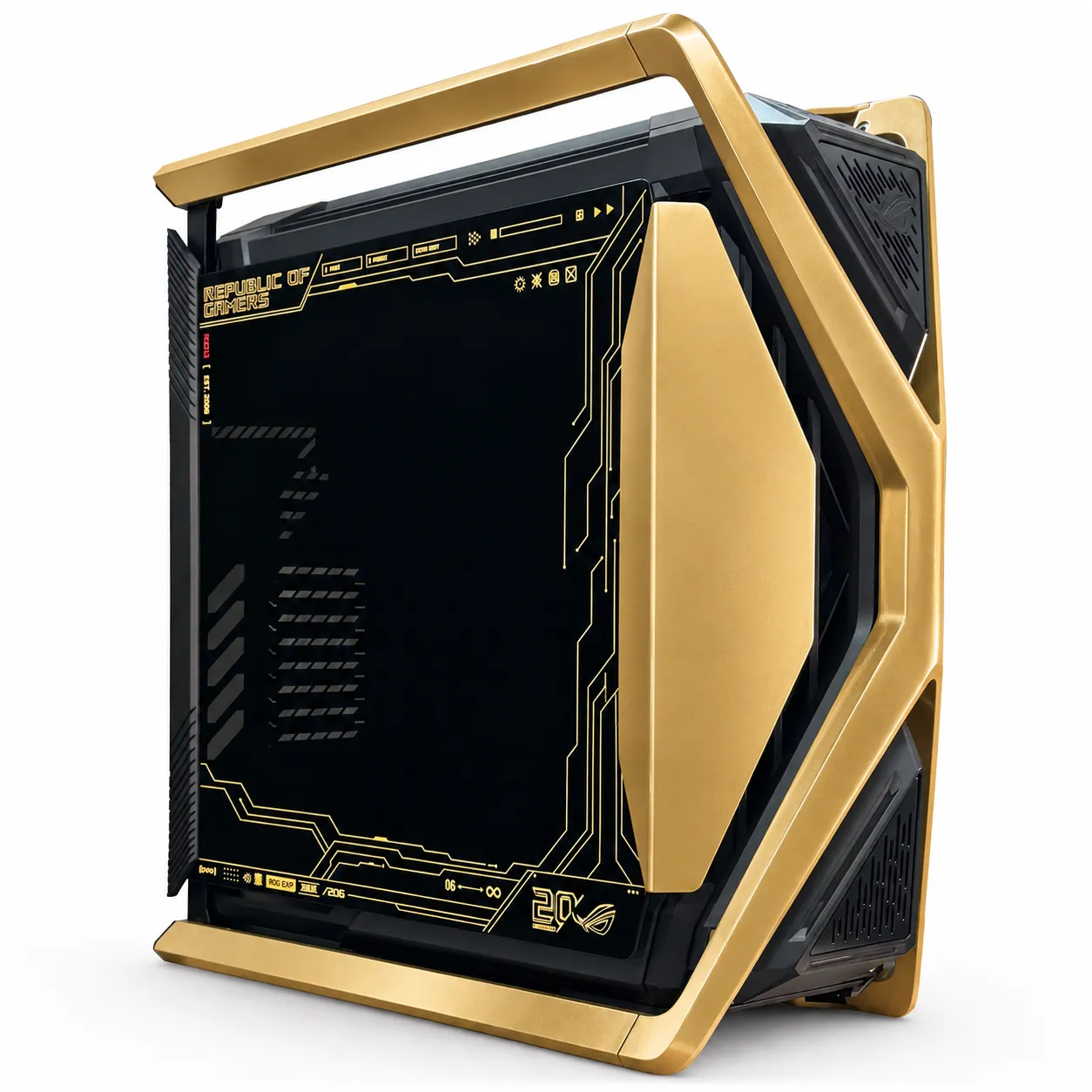Asus ROG Hyperion GR701 BTF Edition 20 - Case Full Tower in alluminio, EATX, verniciatura custom Drako, Giallo