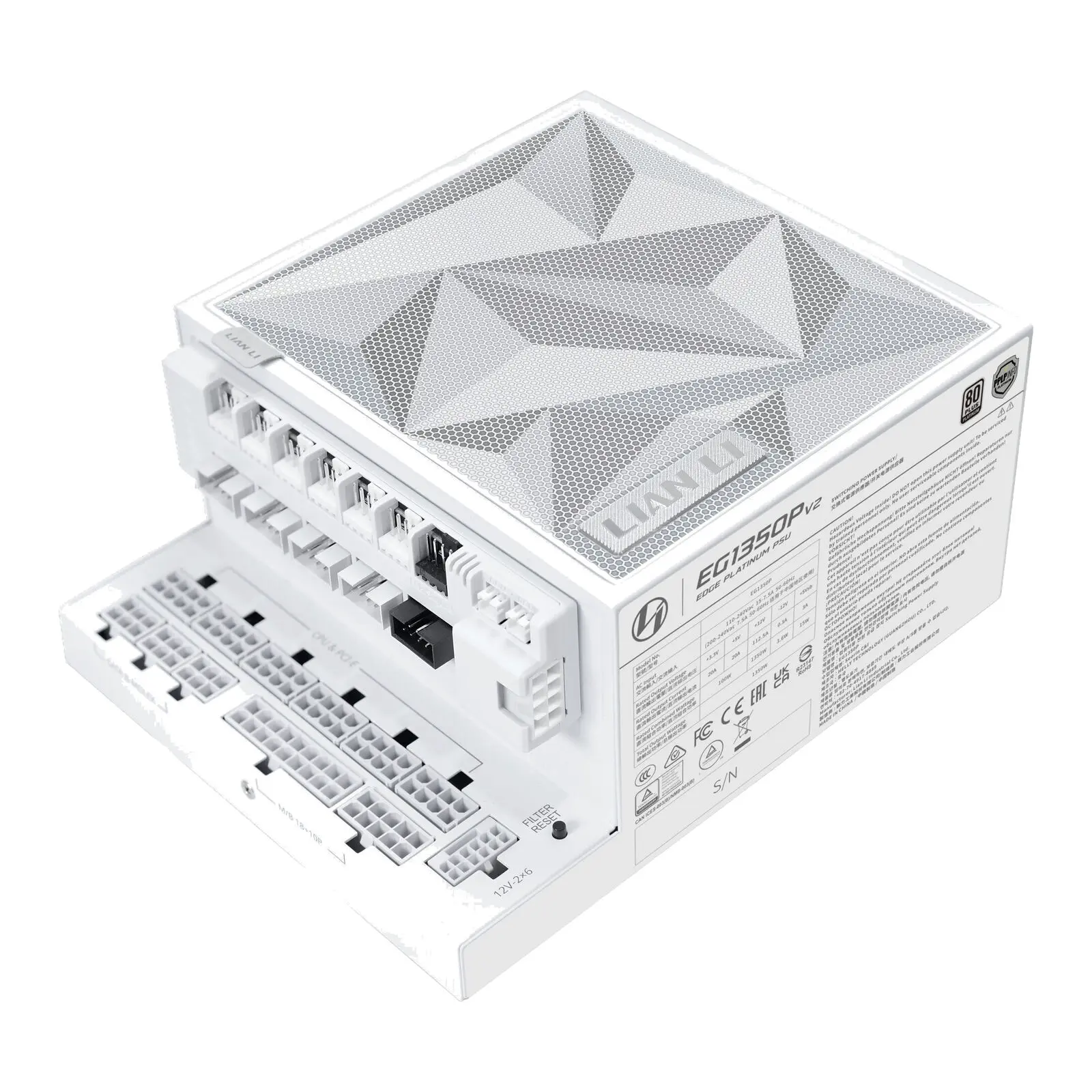 Lian Li EDGE Platinum V2 80 PLUS Platinum + EDGE Hub ADV - ATX 3.1 - 1350 Watt, Bianco