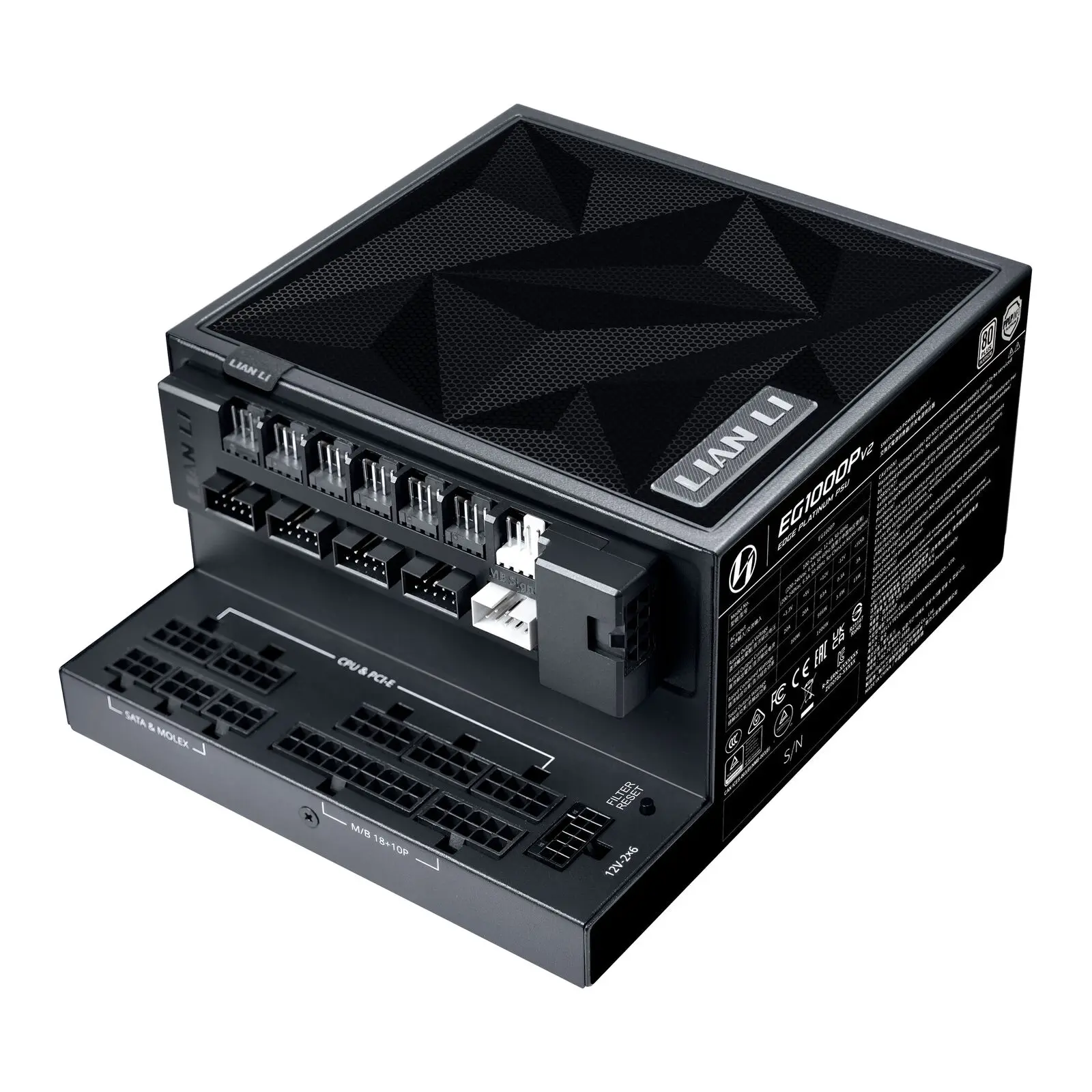 Lian Li EDGE Platinum V2 80 PLUS Platinum + EDGE Hub V2 - ATX 3.1 - 1000 Watt, Nero