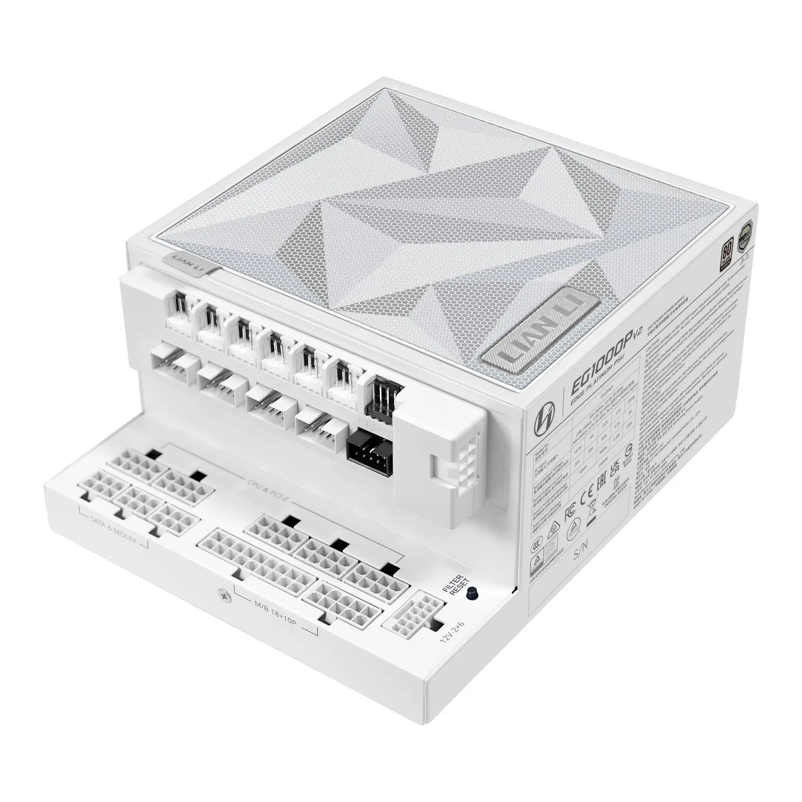 Lian Li EDGE Platinum V2 80 PLUS Platinum + EDGE Hub V2 - ATX 3.1 - 1000 Watt, Bianco