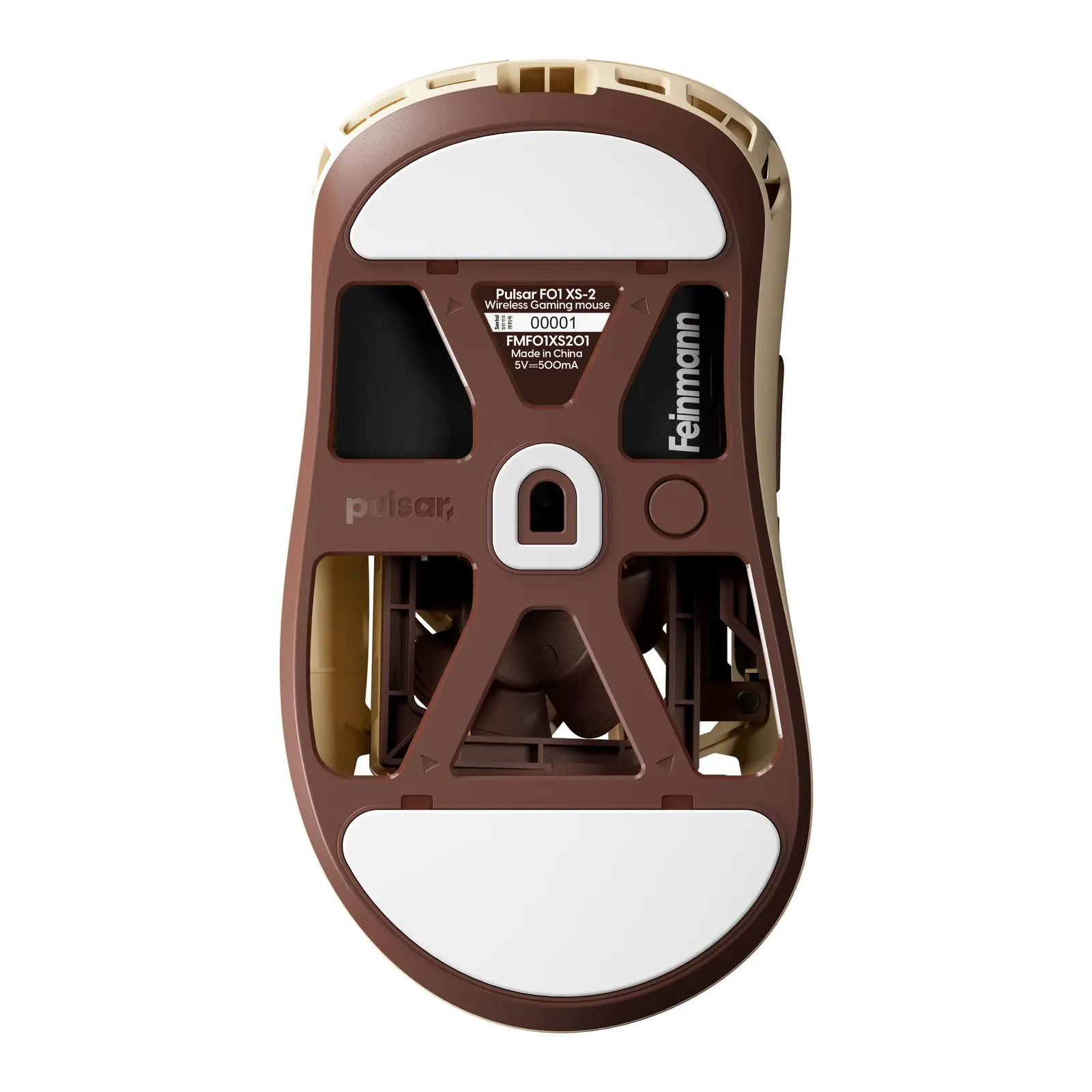 Pulsar Feinmann F01 Noctua Edition - Mouse Gaming Wireless 8K con Ventola NF-A4x10 Integrata, 42.000 DPI, 73 g - Beige/Marrone - immagine 6